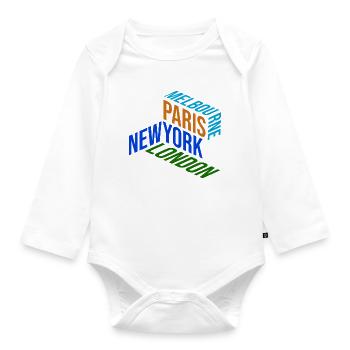 Tennis Shirt Melbourne, London, Paris, New York - Organic Longsleeve Baby Bodysuit - white - Front