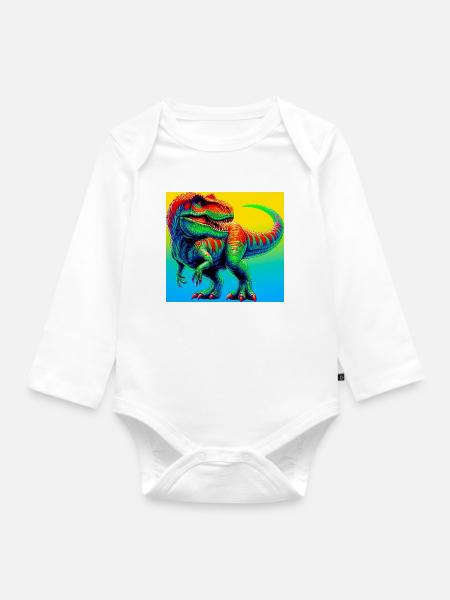 Dinosaurier - Baby Bio-Langarm-Body - Weiß