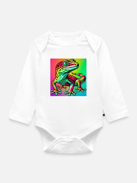Gecko - Baby Bio-Langarm-Body - Weiß
