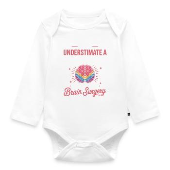 Strength of Women Brain Surgery Motif - Organic Longsleeve Baby Bodysuit - white - Front