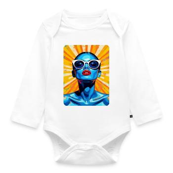 t-shirt pop art porträt illustration pin up - Baby Bio-Langarm-Body - Weiß - Vorne