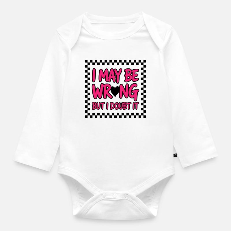 Texte d’humour effronté avec un style confiant - Body Bébé bio manches longues - blanc