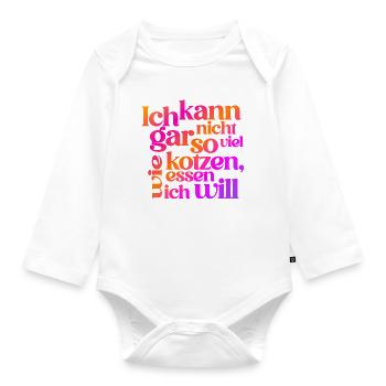 FUNNY VOMITING QUOTE REVERSED :) - Organic Longsleeve Baby Bodysuit - white - Front