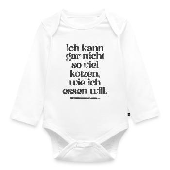 FUNNY VOMITING QUOTE REVERSED :) - Organic Longsleeve Baby Bodysuit - white - Front