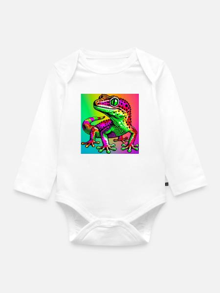 Gecko - Baby Bio-Langarm-Body - Weiß