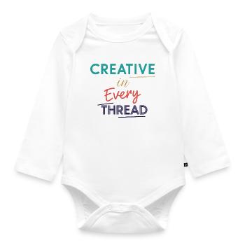 Kreativ in jedem Faden Motivierendes Design - Baby Bio-Langarm-Body - Weiß - Vorne