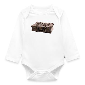 Adventure suitcase with explorer design - Organic Longsleeve Baby Bodysuit - white - Front