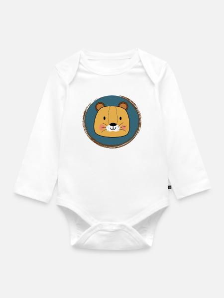 Lovely Lion - Baby Bio-Langarm-Body - Weiß