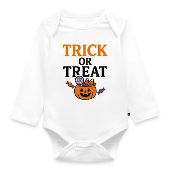 Halloween Theme - Organic Longsleeve Baby Bodysuit - white - Front