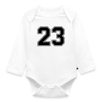 23 Number - Organic Longsleeve Baby Bodysuit - white - Front