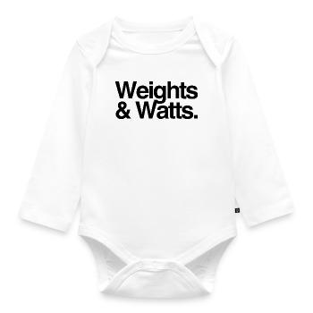 Weights & Watts - Tshirt for Triathlon and Gym - Organic Longsleeve Baby Bodysuit - white - Front