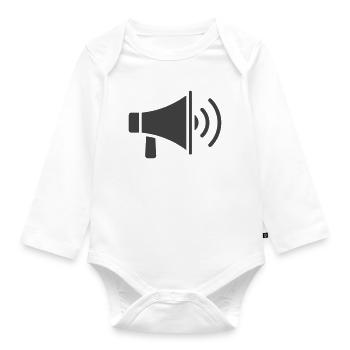 Megaphon-Icon-Design - Baby Bio-Langarm-Body - Weiß - Vorne