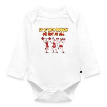 Leidenschaft Fitness Motivation Design - Baby Bio-Langarm-Body - Weiß - Vorne