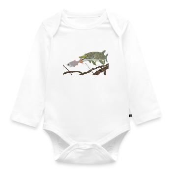 A pike chases a rudd - Organic Longsleeve Baby Bodysuit - white - Front