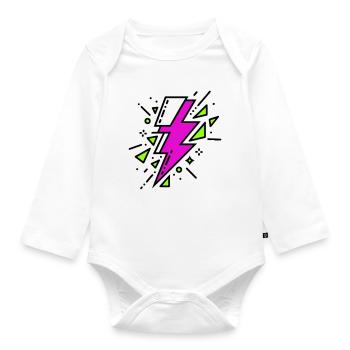 Contemporary Violet and Green Ray - Organic Longsleeve Baby Bodysuit - white - Front