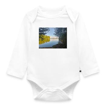 Reflexion vom Ufer, die Ruhe der Natur - Baby Bio-Langarm-Body - Weiß - Vorne
