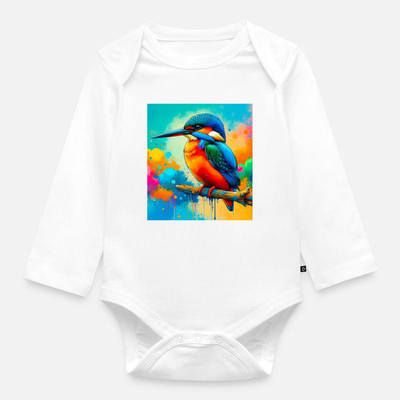 Eisvogel - Baby Bio-Langarm-Body - Weiß