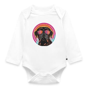 Chien chic avec des lunettes de soleil - Body Bébé bio manches longues - blanc - Devant