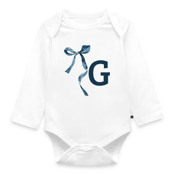Monogramm g Geschenkidee - Baby Bio-Langarm-Body - Weiß - Vorne