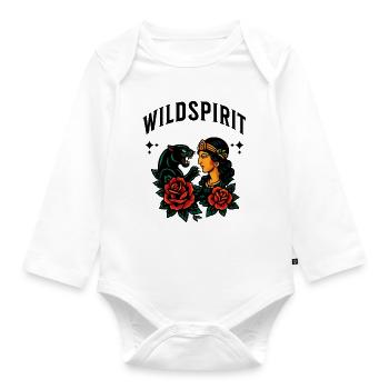 Evocative Feminine and Feline Tattoo - Organic Longsleeve Baby Bodysuit - white - Front
