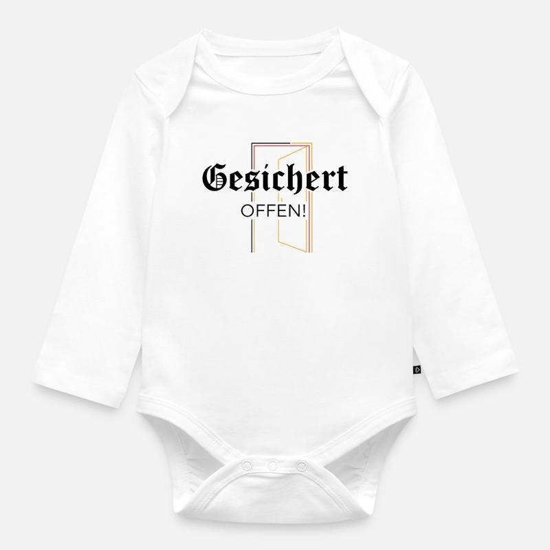 Secured open! Statement - Organic Longsleeve Baby Bodysuit - white