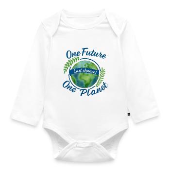 Environmentally conscious peace motif - Organic Longsleeve Baby Bodysuit - white - Front