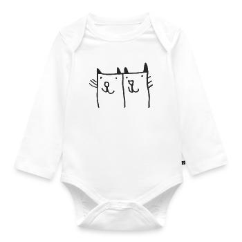 Verspielte Katzenillustration  - Baby Bio-Langarm-Body - Weiß - Vorne