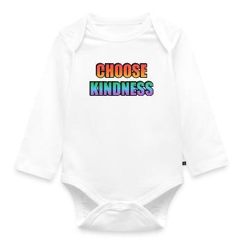 Gay Pride Regenbogen Wählen Sie Freundlichkeit Typografie - Baby Bio-Langarm-Body - Weiß - Vorne