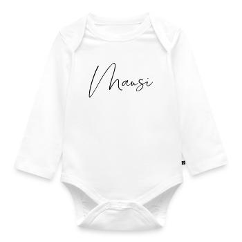 mausi / handschrift design - Baby Bio-Langarm-Body - Weiß - Vorne