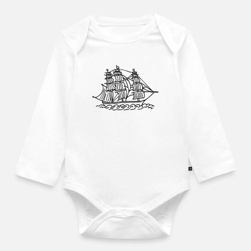 Schiff - Baby Bio-Langarm-Body - Weiß