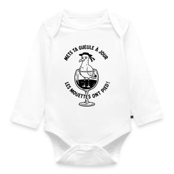 breizh Update your mouth seagulls on foot - Organic Longsleeve Baby Bodysuit - white - Front