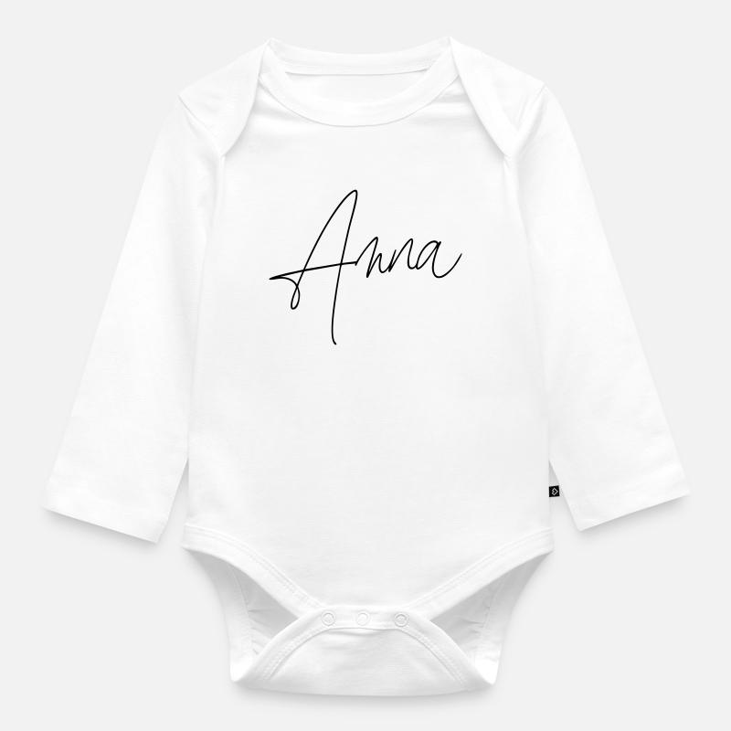 Anna / Conception de l’écriture manuscrite - Body Bébé bio manches longues - blanc