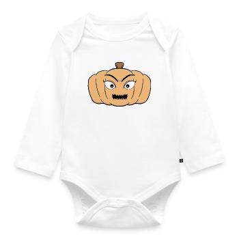 Spukhafter Halloween Gruseliger Kürbis - Baby Bio-Langarm-Body - Weiß - Vorne