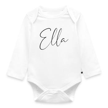 Ella / Écriture manuscrite Conception personnalisée - Body Bébé bio manches longues - blanc - Devant