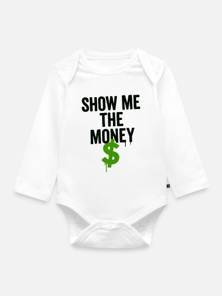 Humorvolles Finanzmotiv mit Dollarzeichen - Baby Bio-Langarm-Body - Weiß