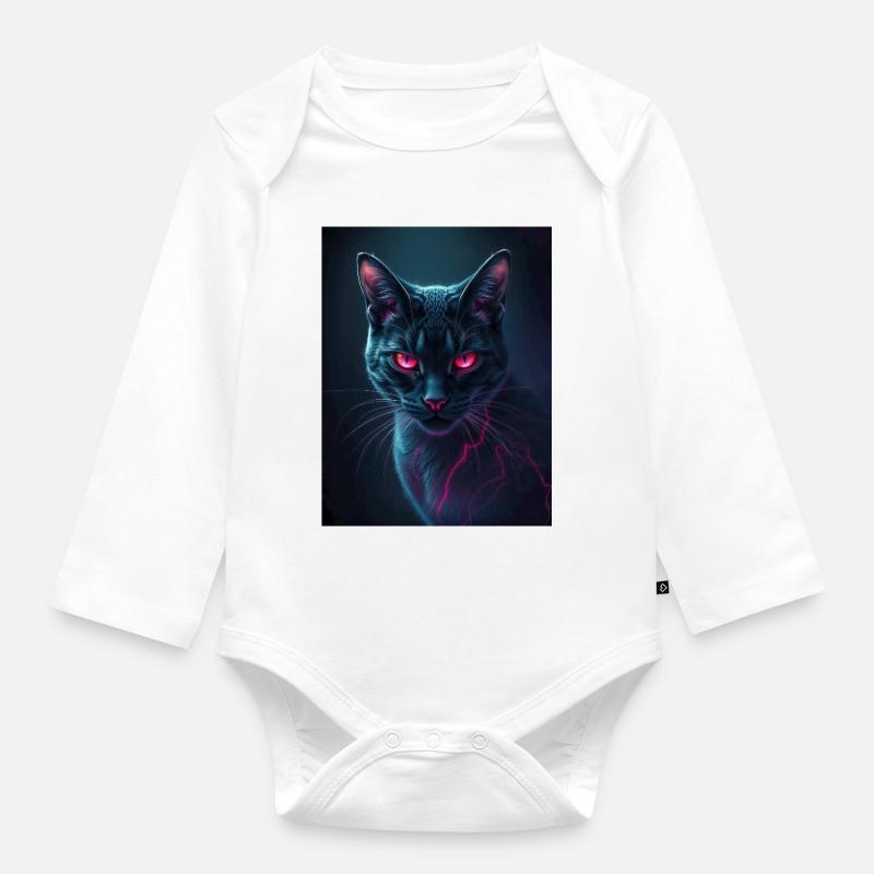 red eye cat - Baby Bio-Langarm-Body - Weiß