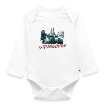 Landscape with Strasbourg Cathedral - Organic Longsleeve Baby Bodysuit - white - Front
