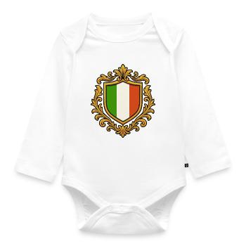 Italy flag in baroque frame - Organic Longsleeve Baby Bodysuit - white - Front