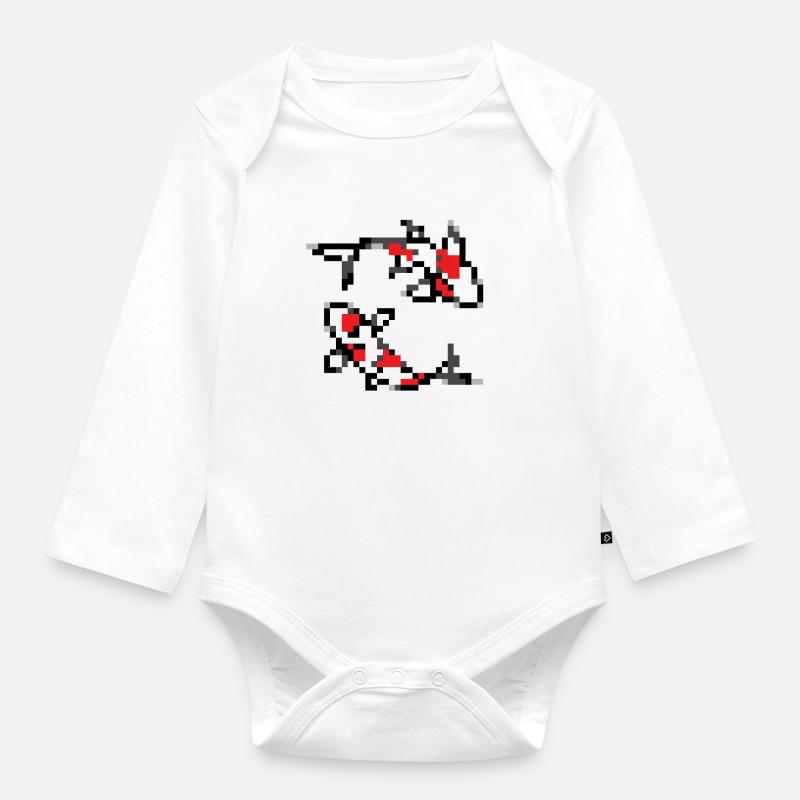Pixelart Koi - Body Bébé bio manches longues - blanc