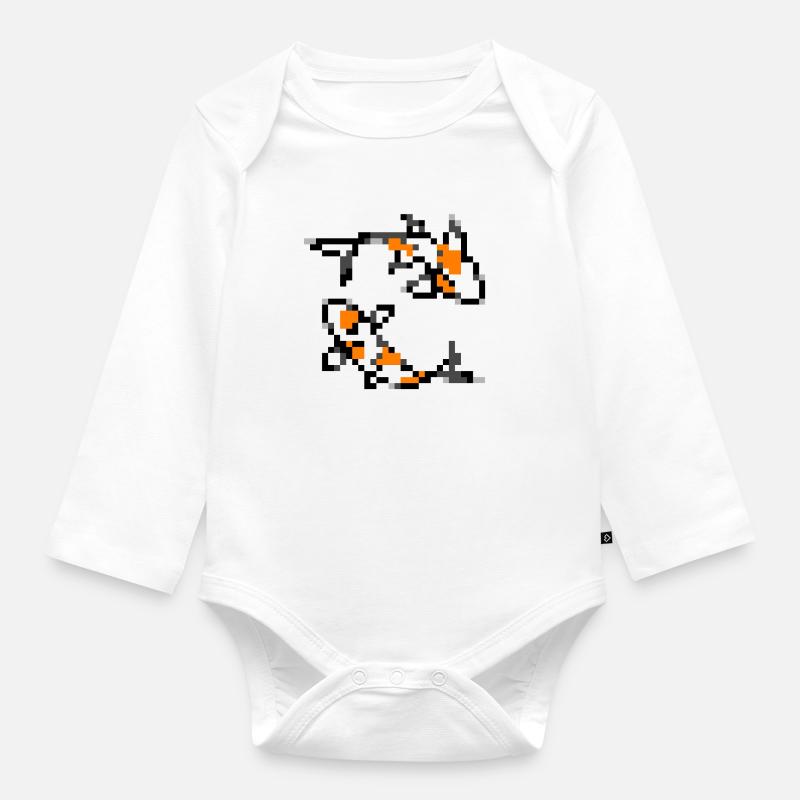 Pixelart Koi - Body Bébé bio manches longues - blanc