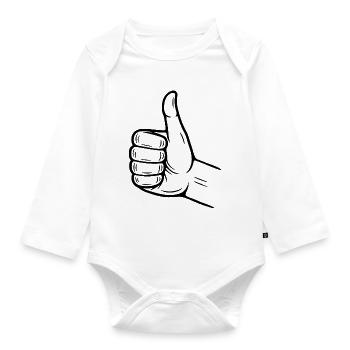 Daumen Hoch Handzeichen – Thumbs Up Symbol - Baby Bio-Langarm-Body - Weiß - Vorne