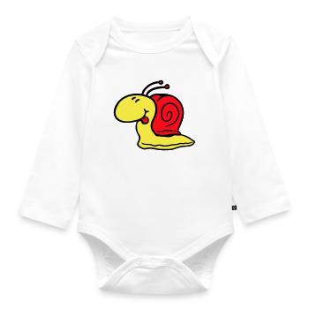 Snail cheeky tongue sticking out quickly small - Organic Longsleeve Baby Bodysuit - white - Front