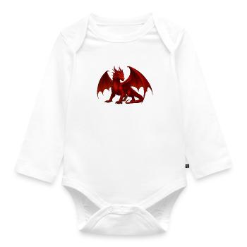 Feuerdrache – Kraft & Transformation - Baby Bio-Langarm-Body - Weiß - Vorne