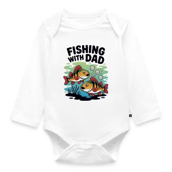 Fishing with dad at the weekend - Organic Longsleeve Baby Bodysuit - white - Front