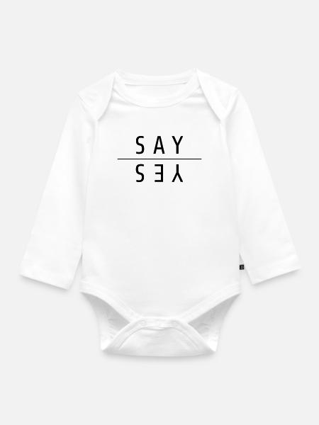 Say Yes Geschenk - Baby Bio-Langarm-Body - Weiß