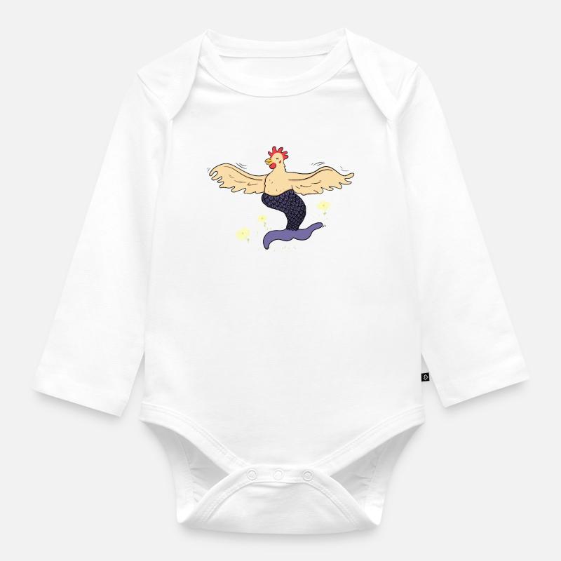 Joyeuse poule-sirène - Body Bébé bio manches longues - blanc