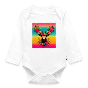Hirsch - Baby Bio-Langarm-Body - Weiß - Vorne