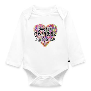 Broken Crayons Still Color Mental Health Awareness - Organic Longsleeve Baby Bodysuit - white - Front