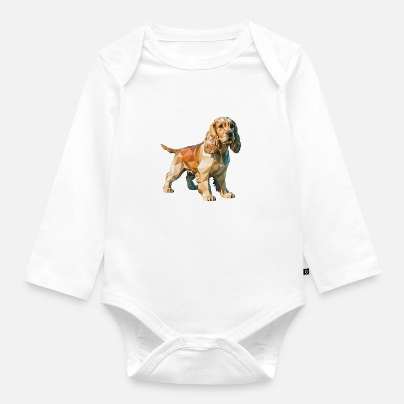 Cocker Spaniel - Cool Low Poly Logo - Organic Longsleeve Baby Bodysuit - white
