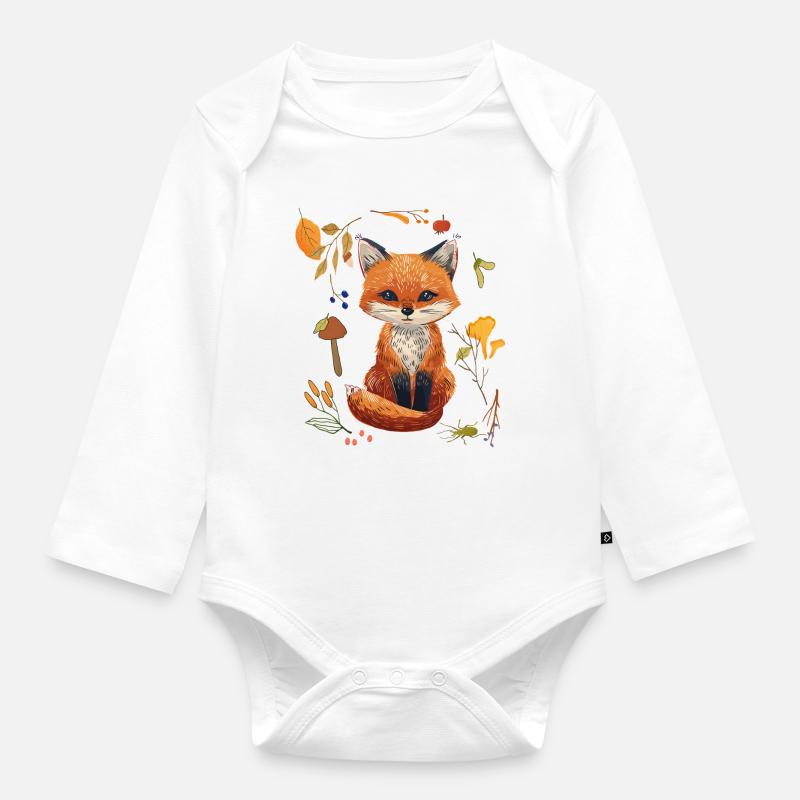 Fuchs im Wald - Baby Bio-Langarm-Body - Weiß